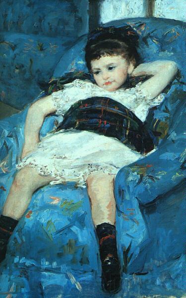 Mary Cassatt Little Girl in a Blue Armchair Norge oil painting art